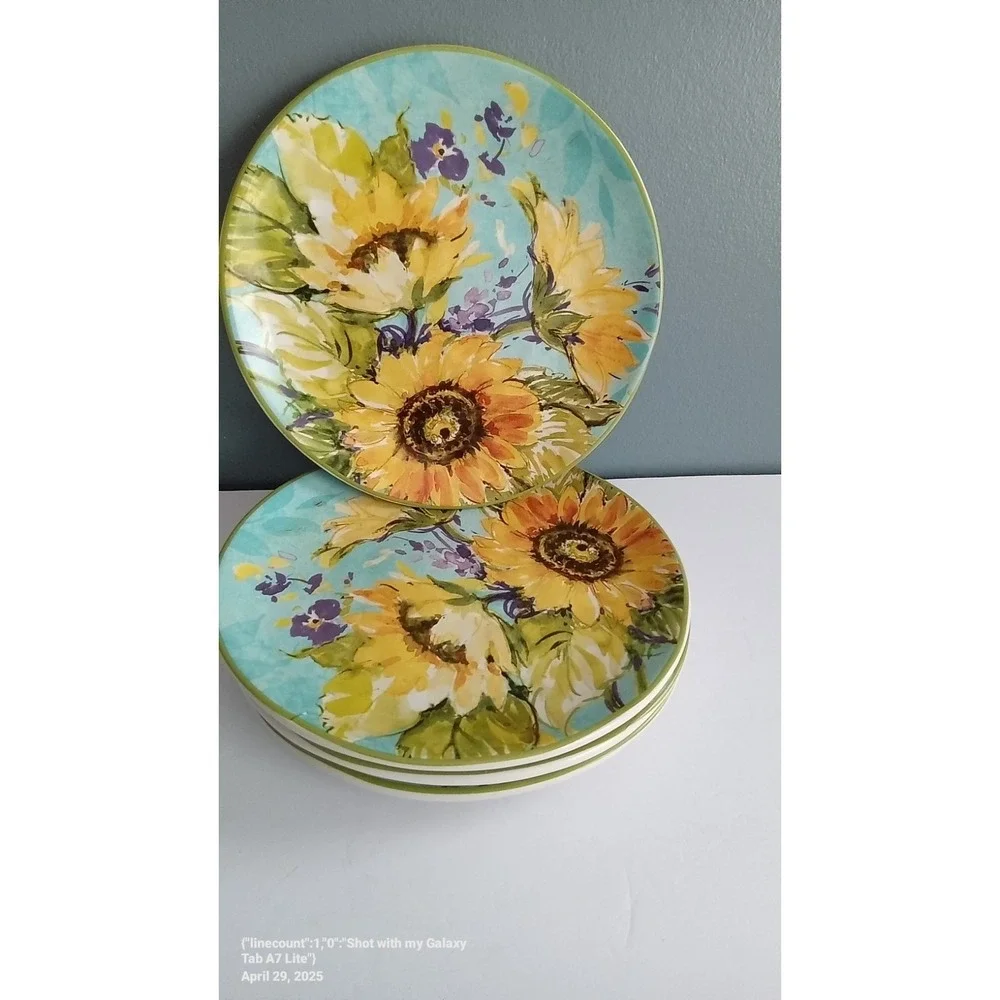 Certified International Sunflower Accent Plates Set of 4 Floral‎